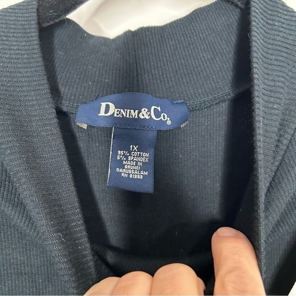 New Denim & Co Women’s Mock Neck Size 1X Black BNWT - Picture 2 of 3